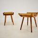Pair of beech straw stools, 1960s, Czechoslovakia