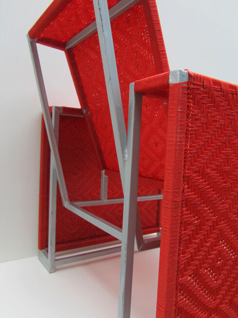 Fauteuil tissé en nylon rouge