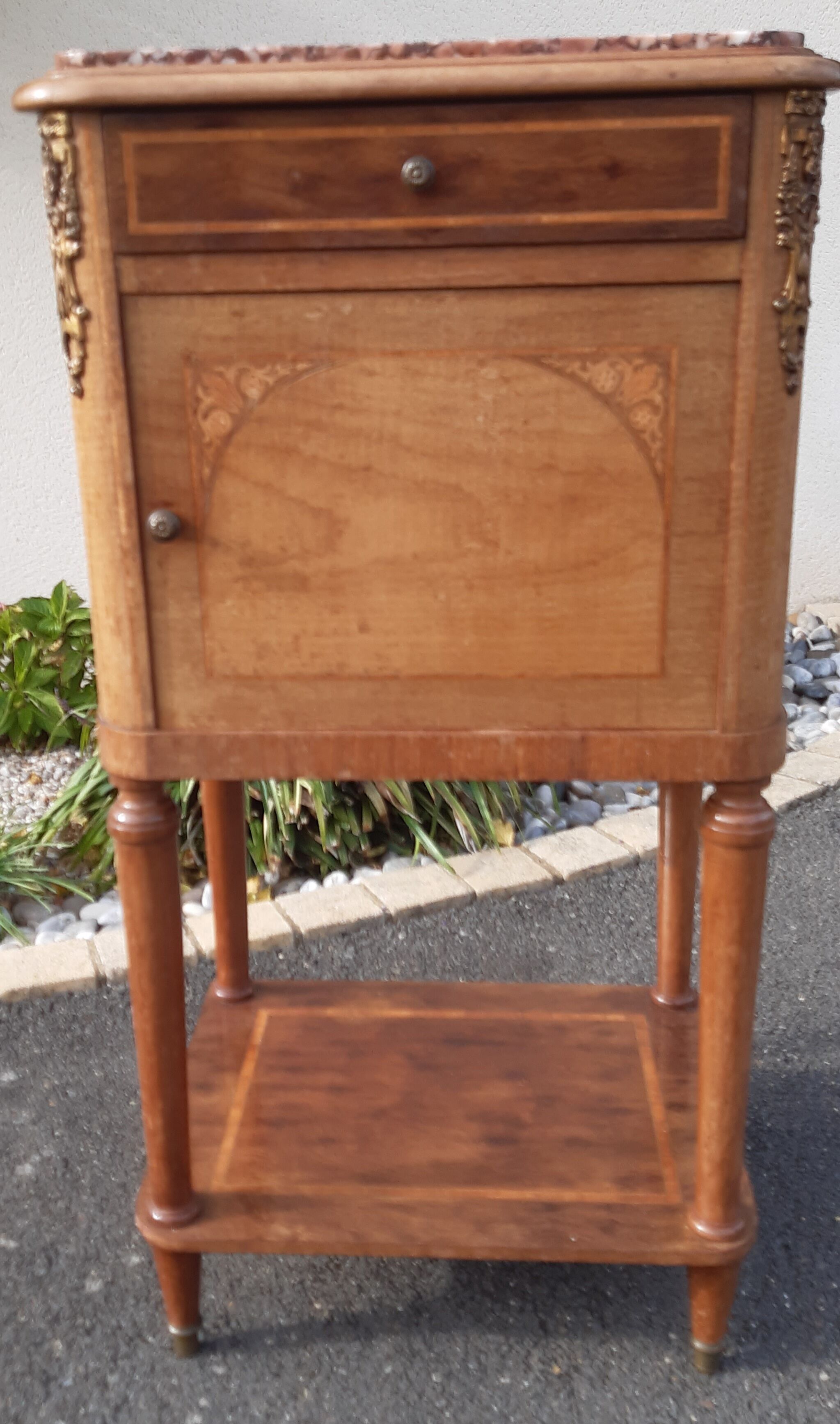 Pink marble bedside table