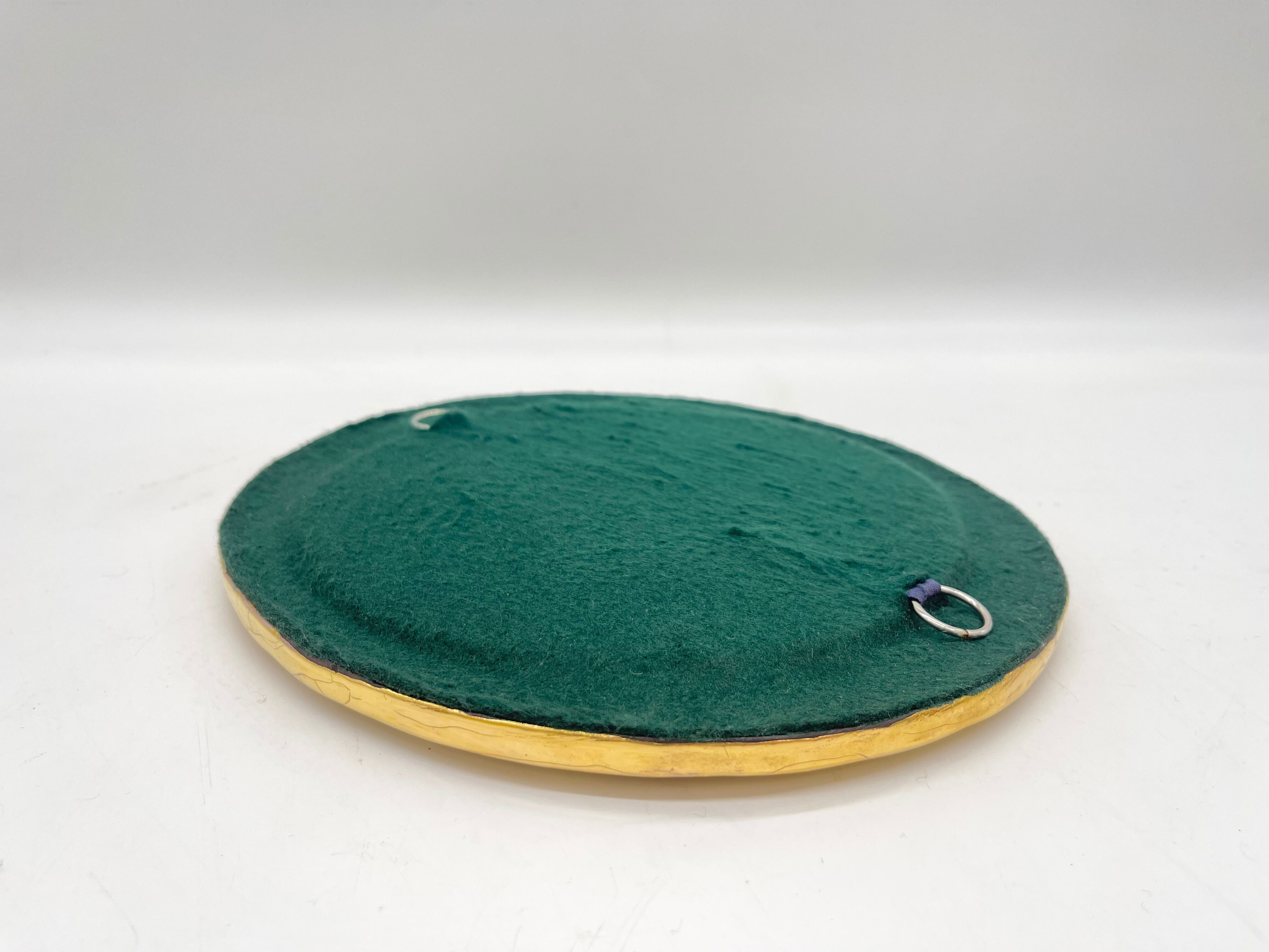 Golden ceramic mirror by Mithé Espelt 1960 24cm