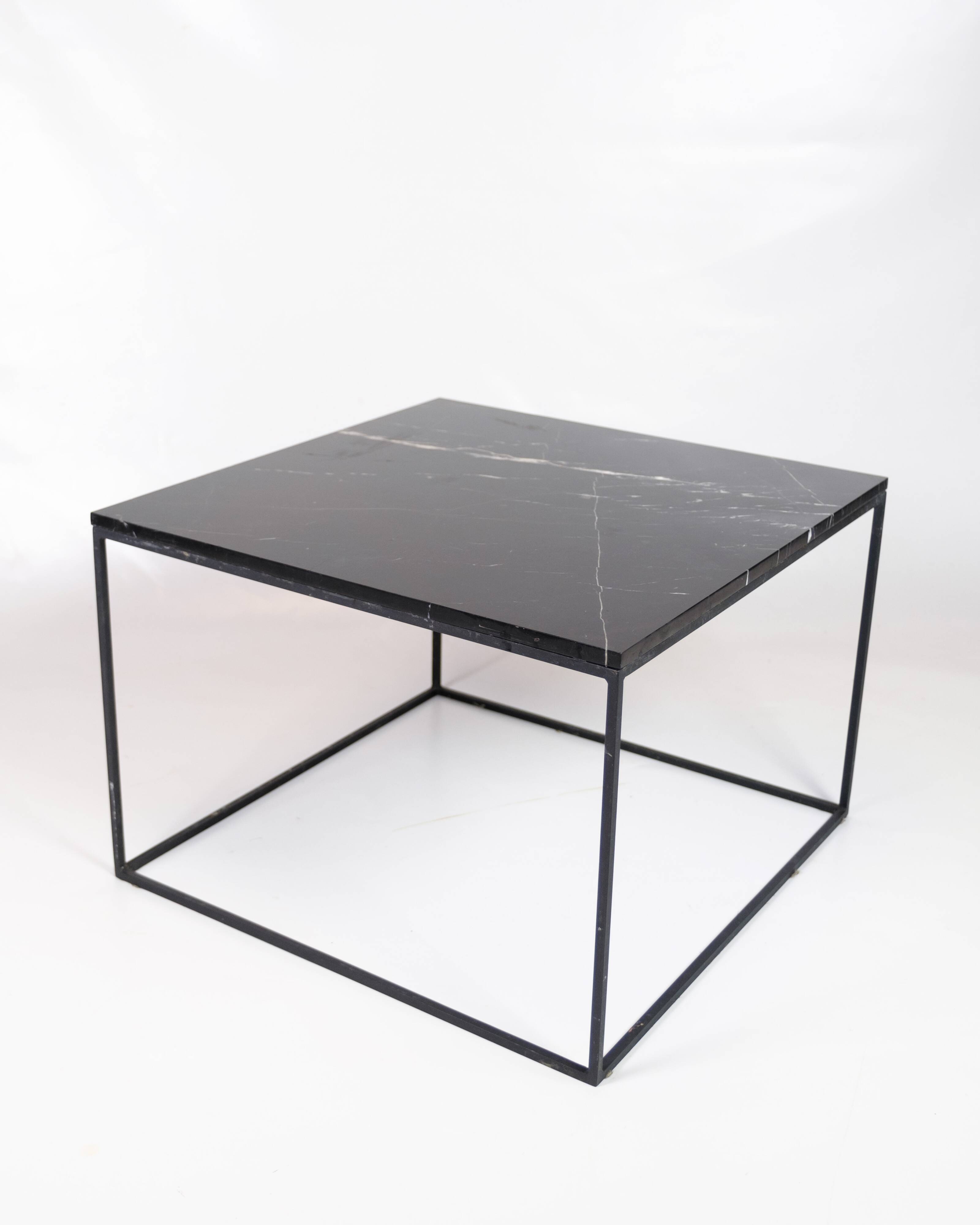 Coffee Table With Black Marble Top And Metal Frame