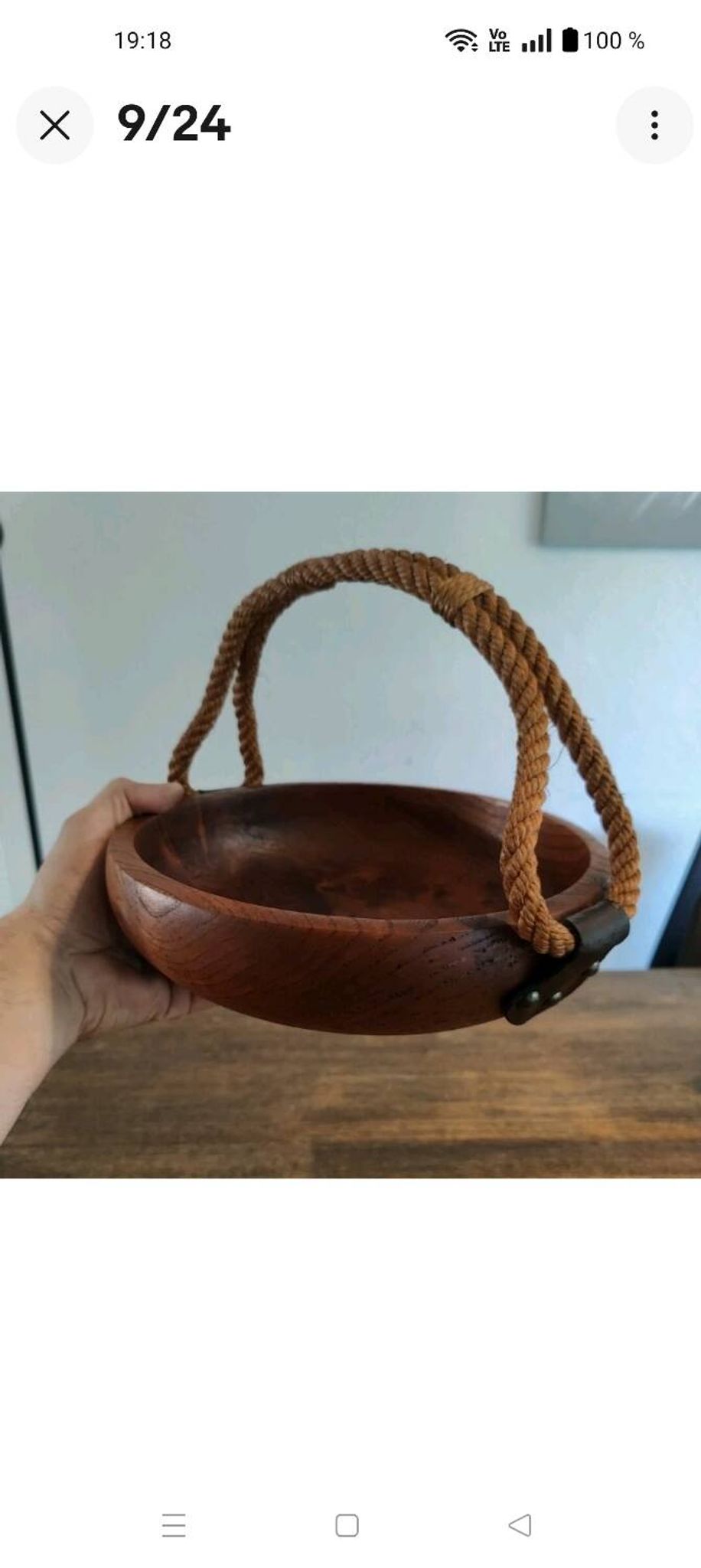 Adrien Audoux and Frida Minet rare basket in solid oak and cordage.