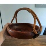 Adrien Audoux and Frida Minet rare basket in solid oak and rope