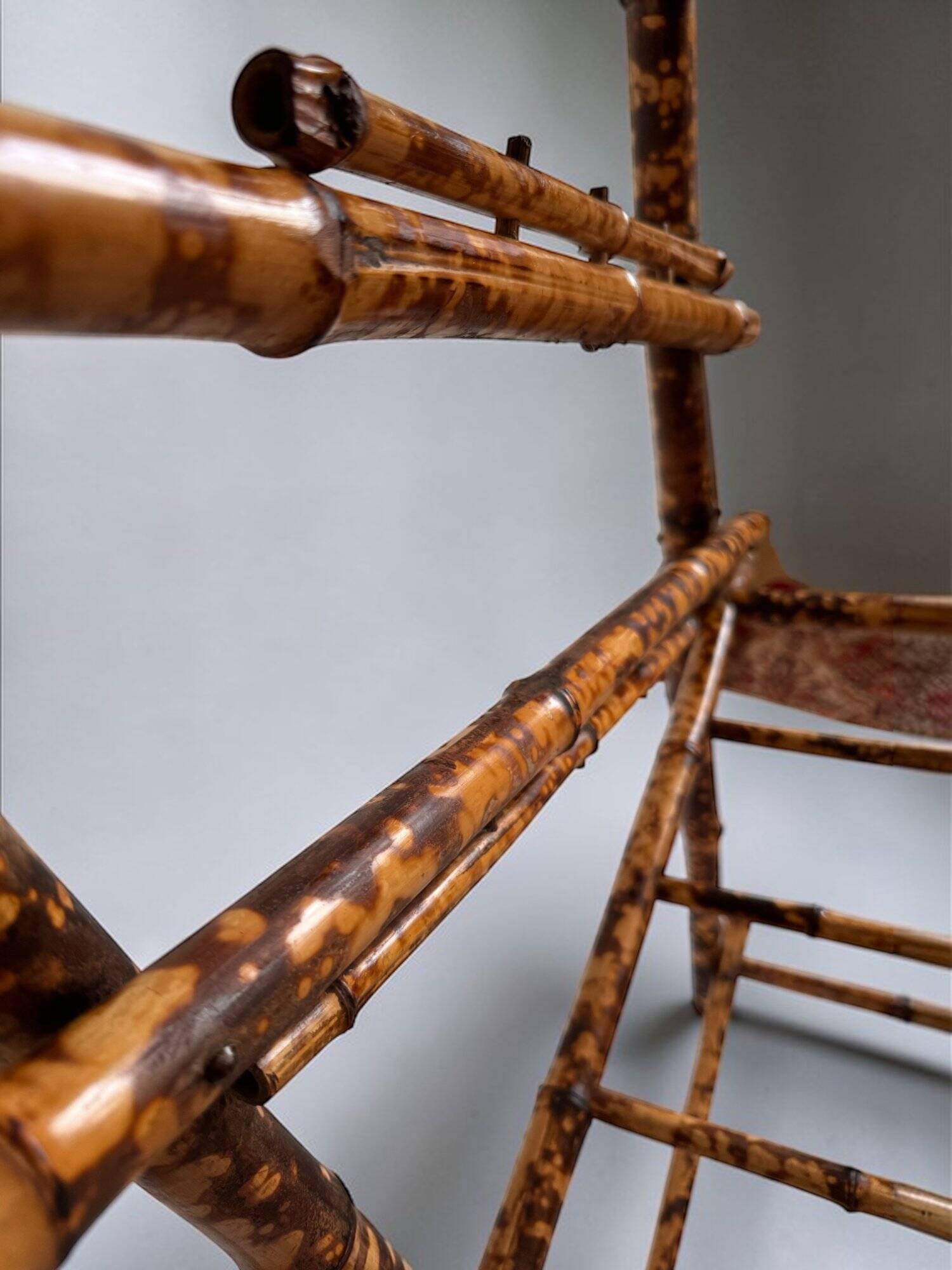 Antique bamboo wardrobe with mirror — exotic style, late 19th century