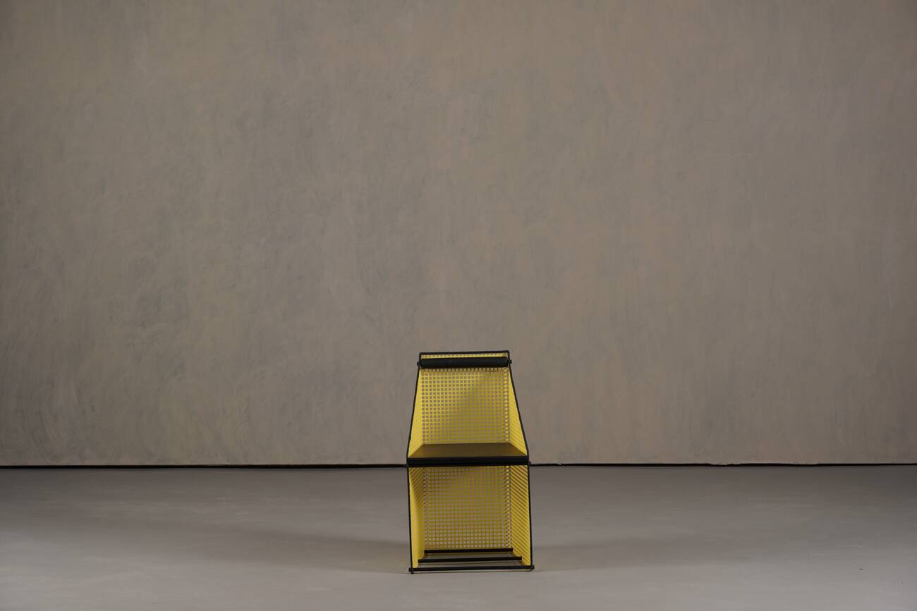 Vintage Memphis yellow metal chair by Peter Preller, Germany 1980s
