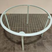 Table à manger en verre rond vintage par Fly line Italie, années 1960