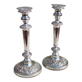 Bougeoirs en métal argenté