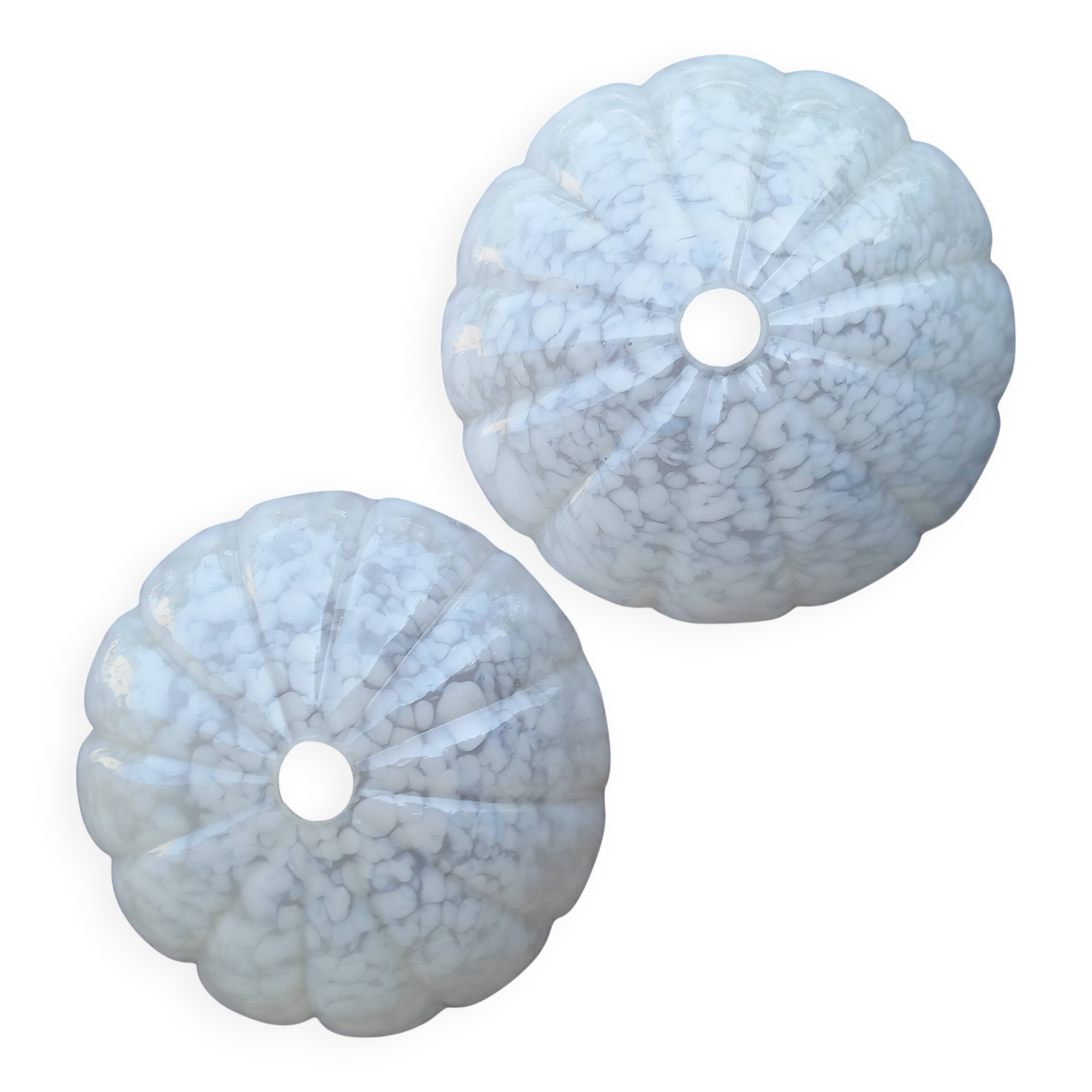 Set of 2 speckled art deco glass globes