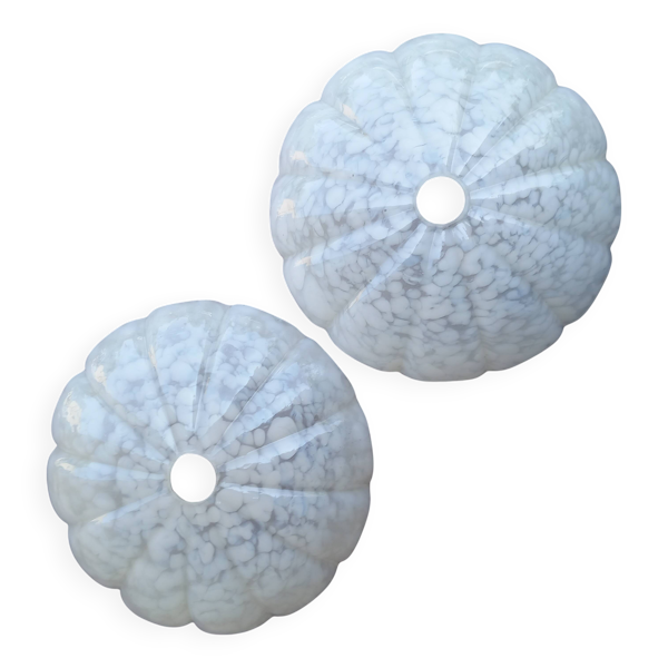 Lot de 2 globes en verre moucheté art déco