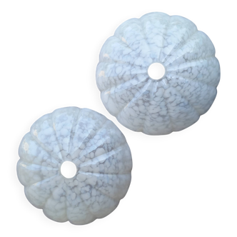 Set of 2 speckled art deco glass globes