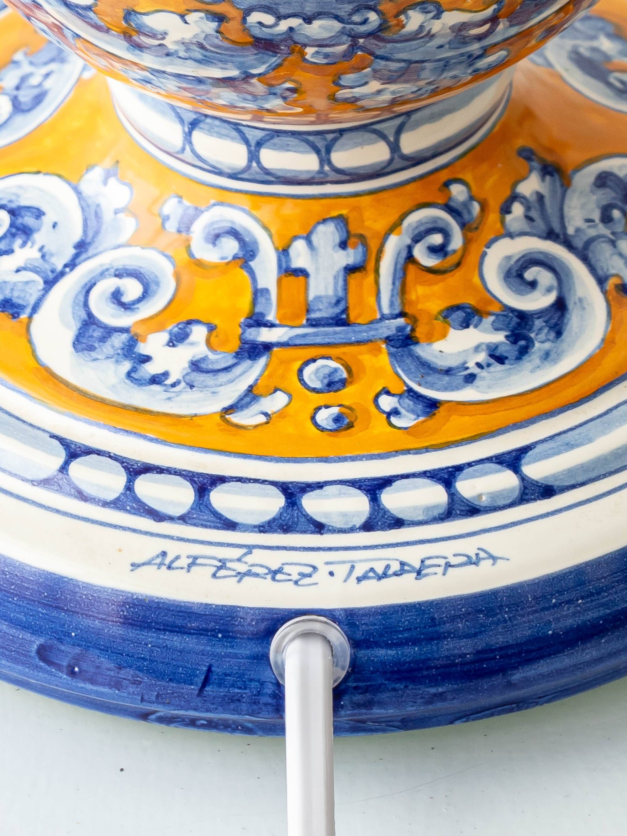 Vintage Talavera Table Lamp, Hand-Painted Ceramic, Spain