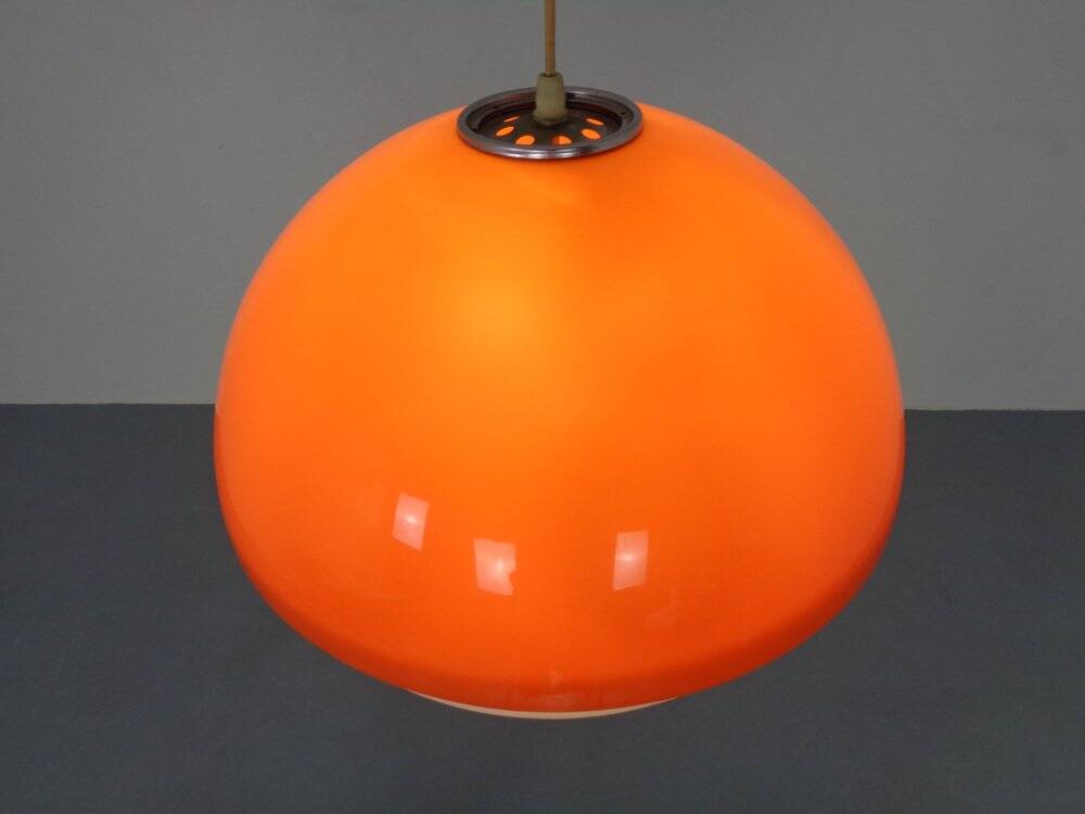 Space Age Orange & White Ceiling Lamp, Italy, 1970s