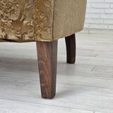 1960s, 3-seater Danish sofa, green furniture velour, ash wood legs.