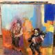 Oil Painting Canvas Deloison Musician Accordion Couple Dancing
