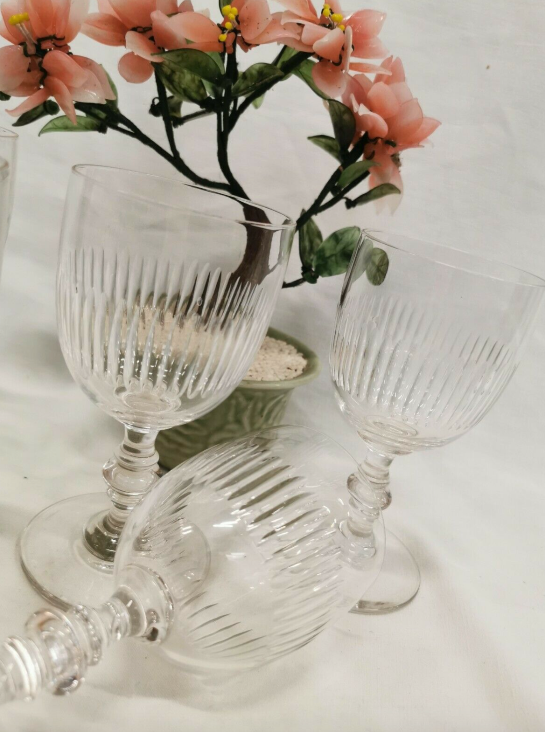Lot 5 old crystal wine glasses
