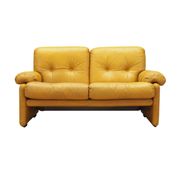 Yellow leather sofa, Italian design, 1960s, manufacturer: B&B Italia, design.