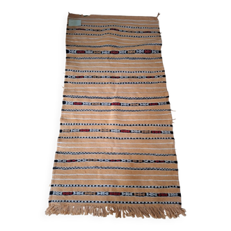 Small Berber Kilim Ochre Sand – Flat Weaving Hanbel – 77x150 cm