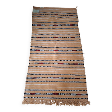 Petit Kilim Berbère Ocre Sablé – Tissage plat Hanbel – 77x150 cm