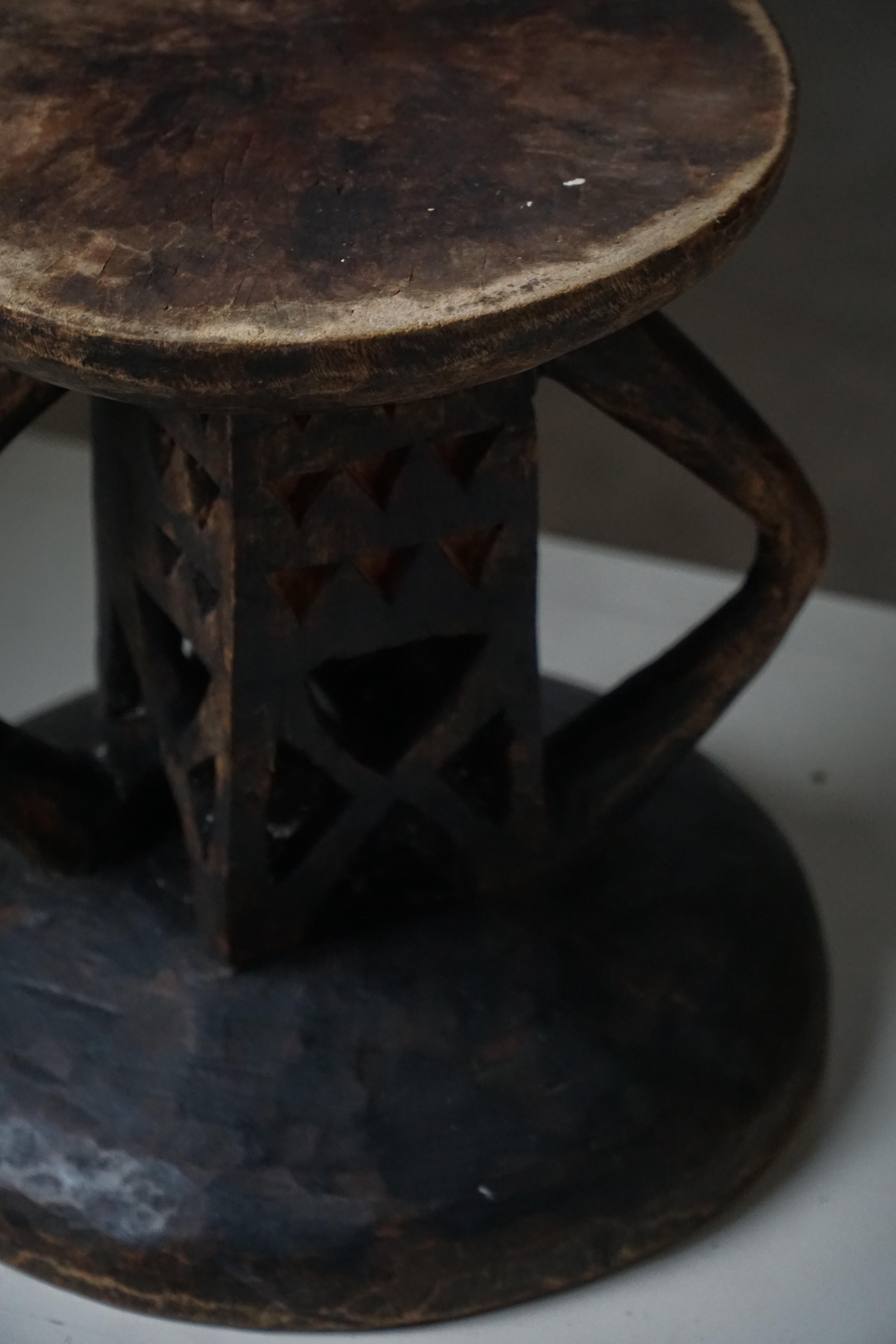 Hardwood stool Tonga (Batonga) carved with geometric patterns, 20th century, 1960s.