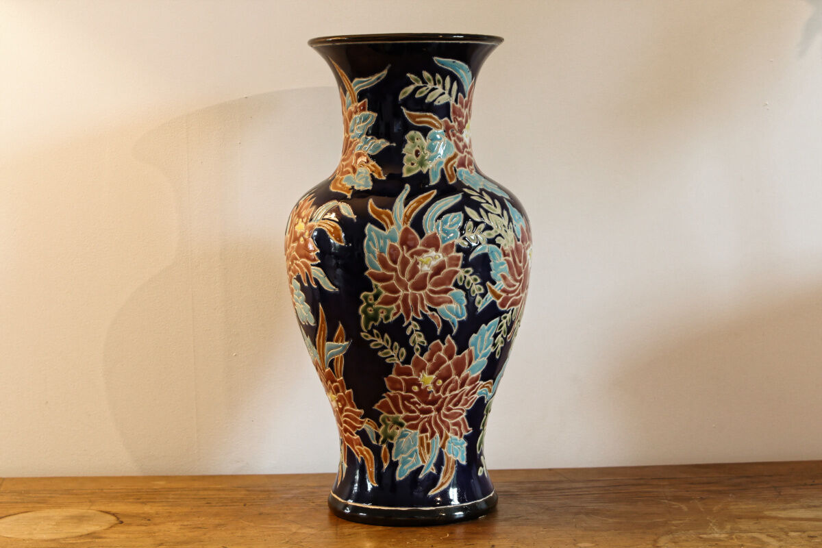 Enamelled ceramic flower vase