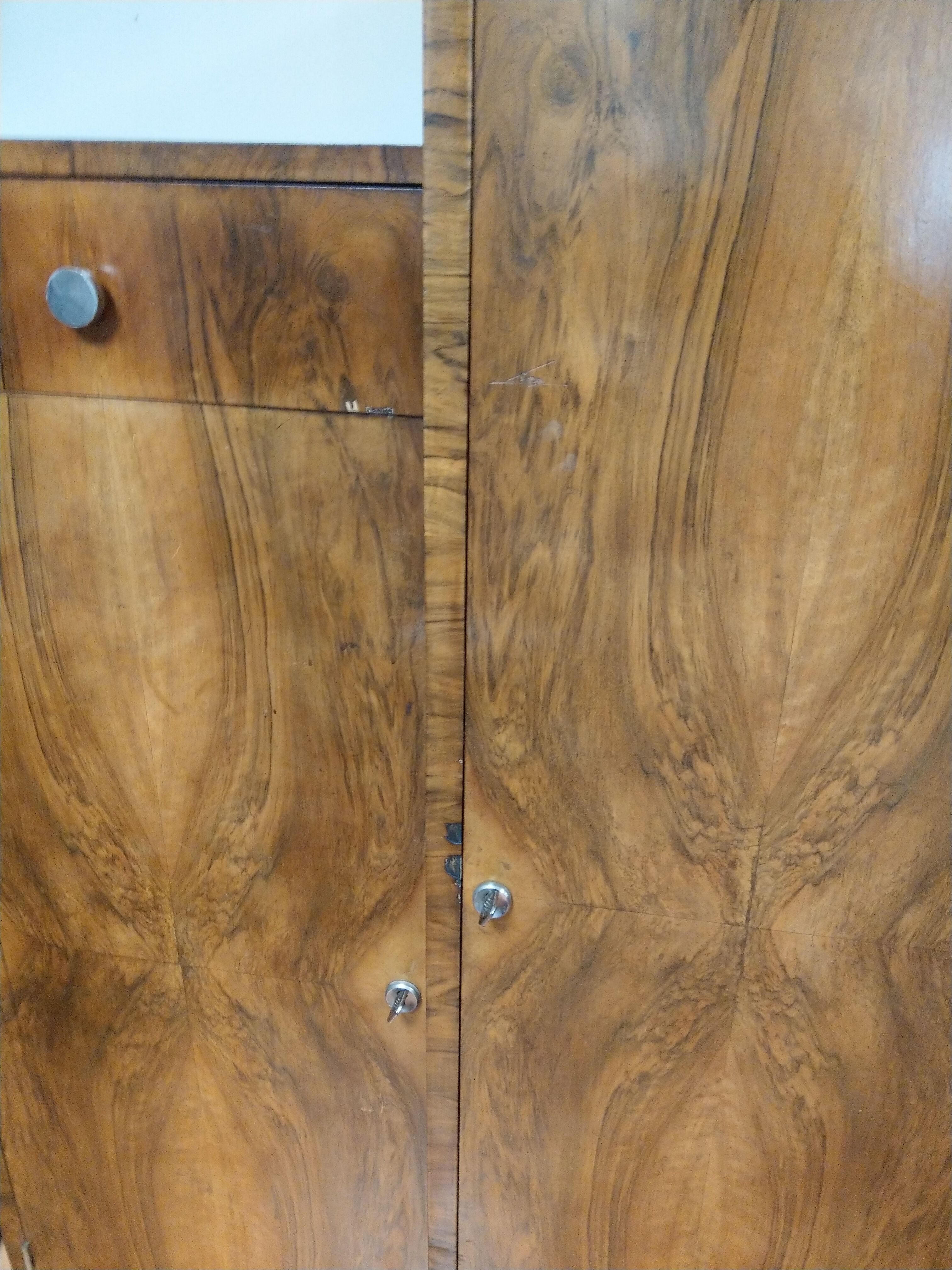 Asymmetrical cabinet Art Deco walnut
