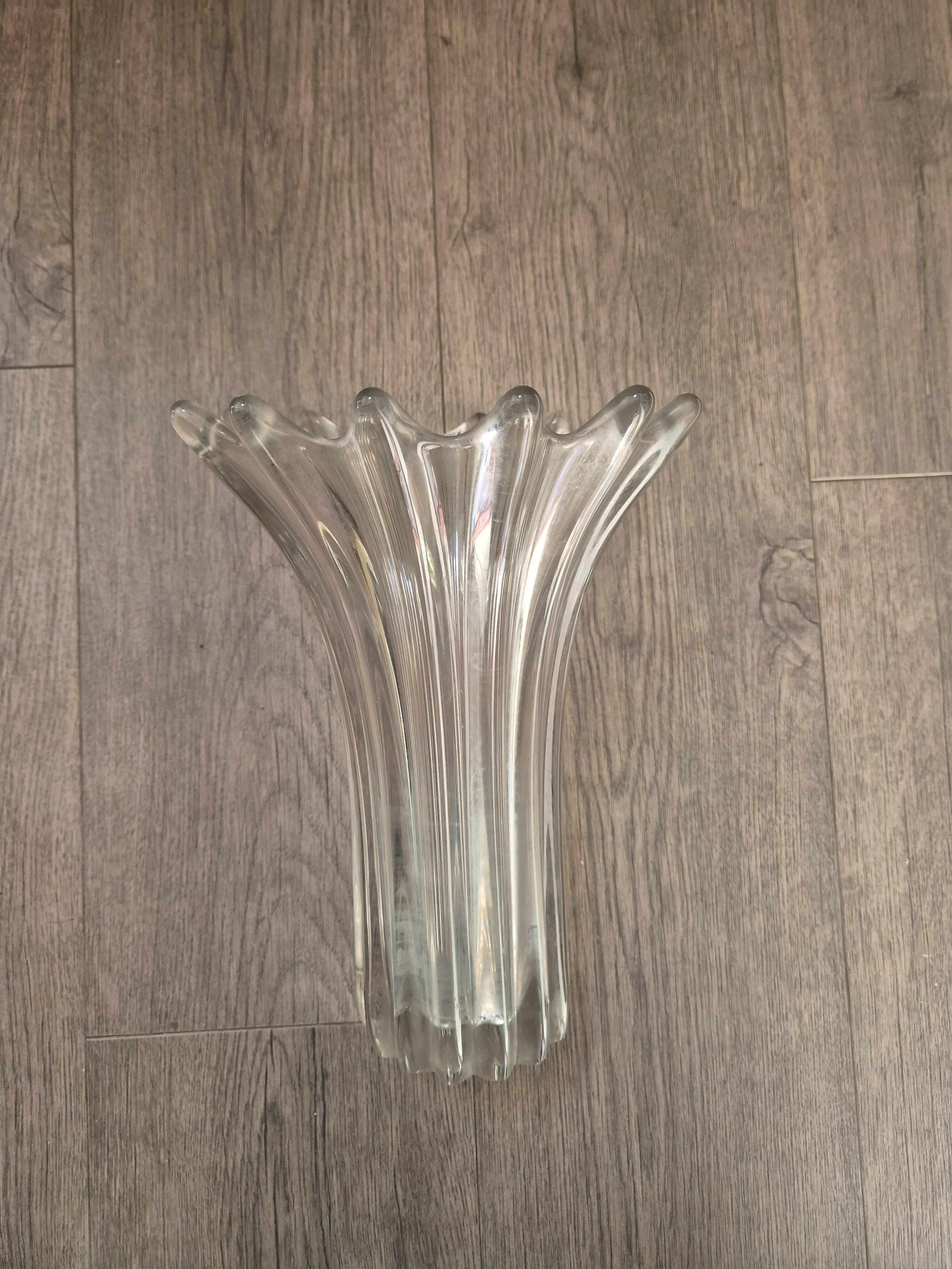 Vintage 60s crystal tulip vase - very heavy, with slight marks