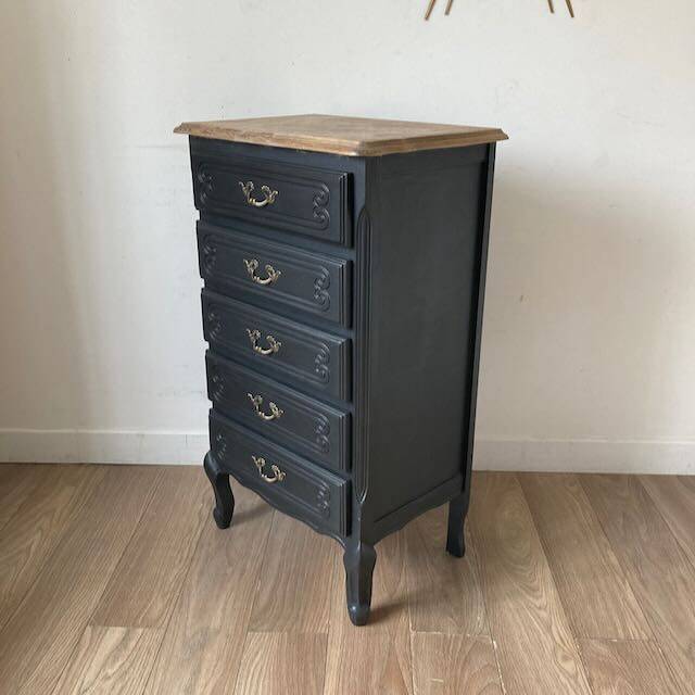 Chiffonnier vintage en bois peint en noir
