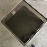 Vintage coffee table design 1970's brushed aluminum