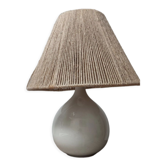 Lampe à poser céramique et corde années 60'