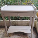 Repainted solid wood side table with lower shelf 1900