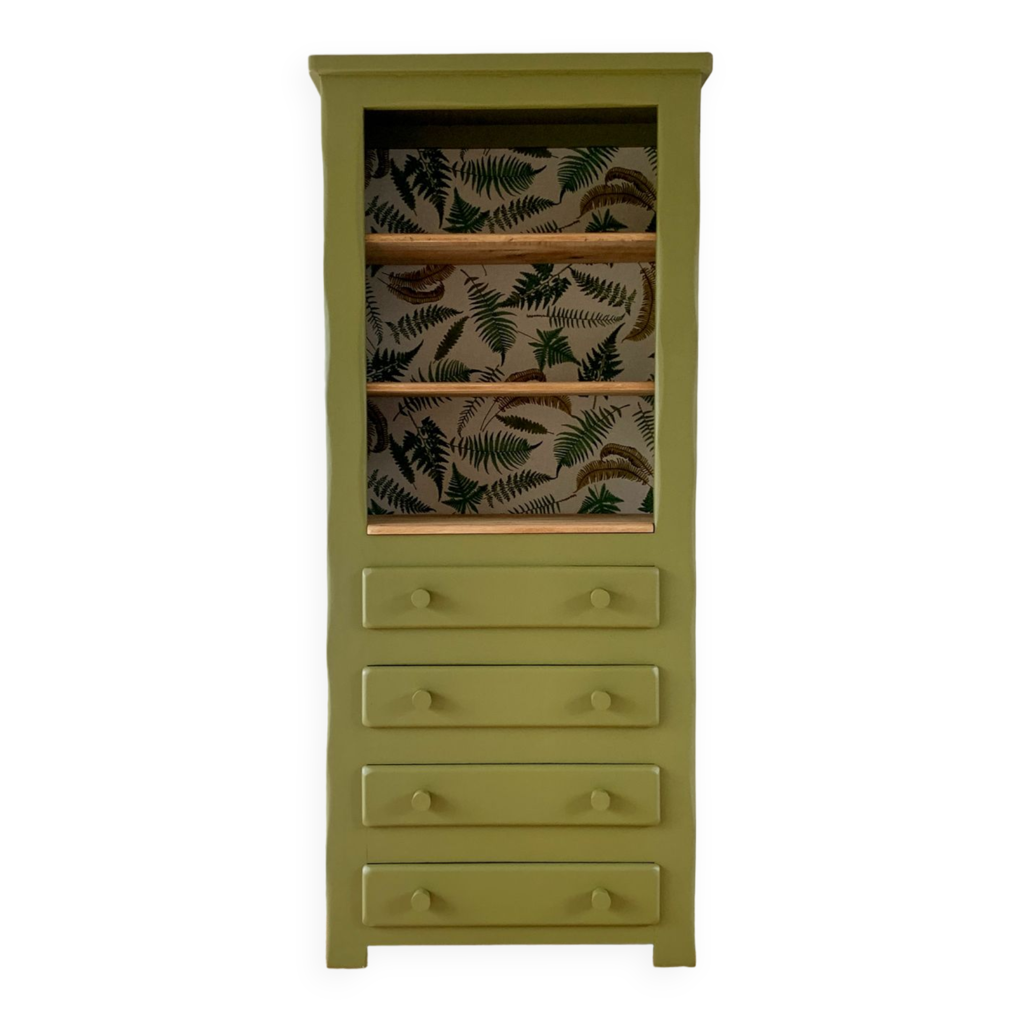 Meuble de rangement vintage en bois vert