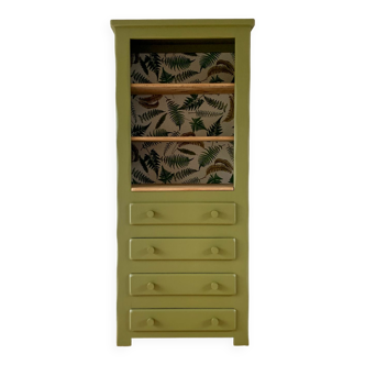 Vintage green wooden storage cabinet