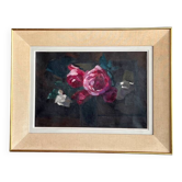 Oil on canvas with bouquet