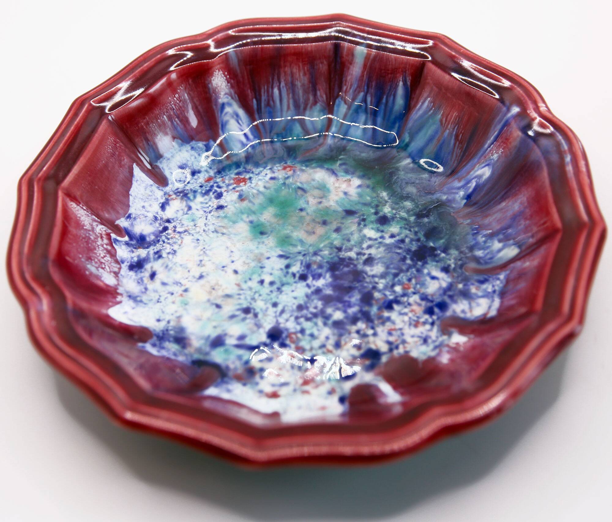 Morvan sandstone bowl with multicolored flames