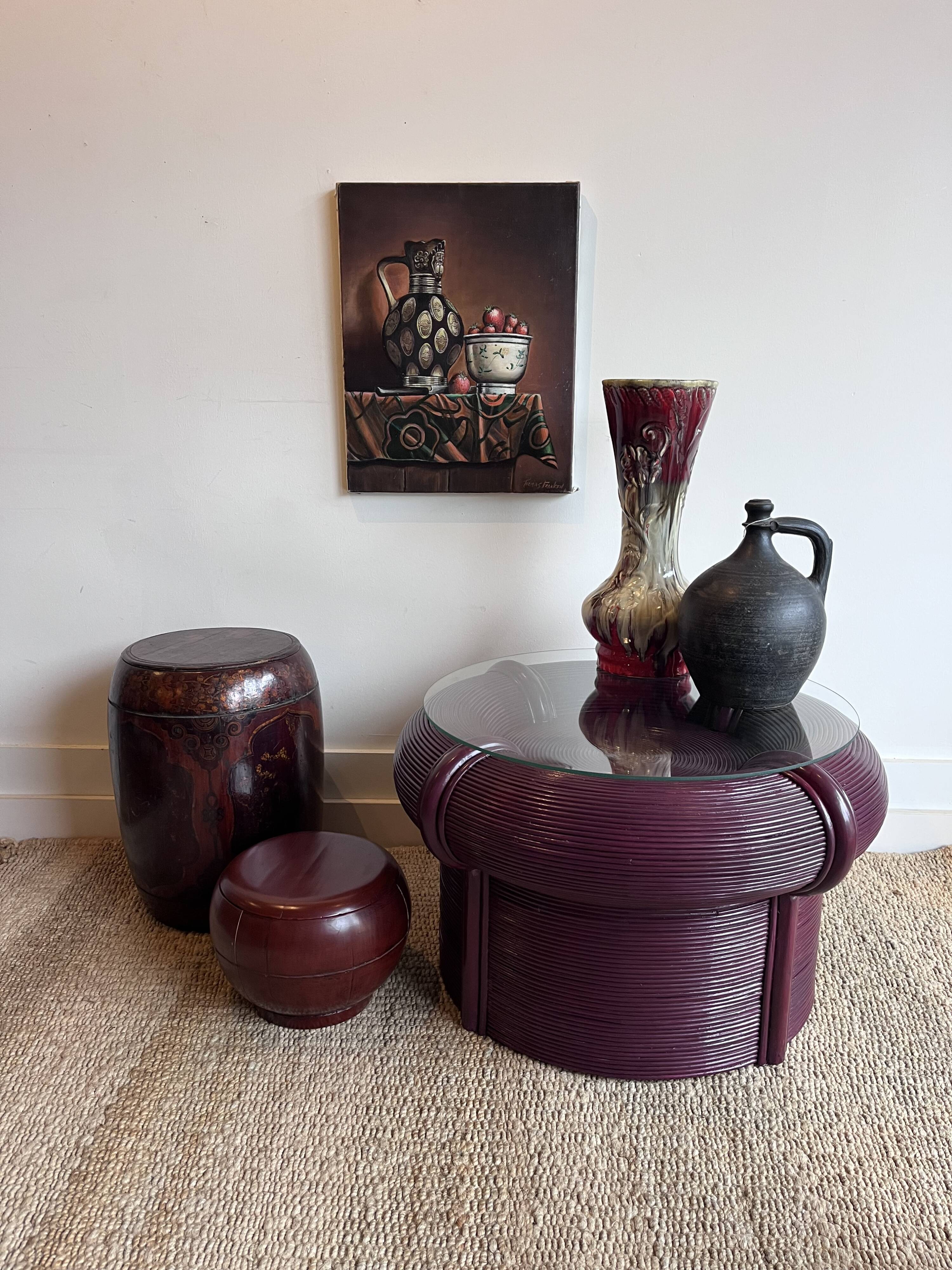 Bamboo rattan 'pencil reed' coffee table from Vivai del Sud Crespi
