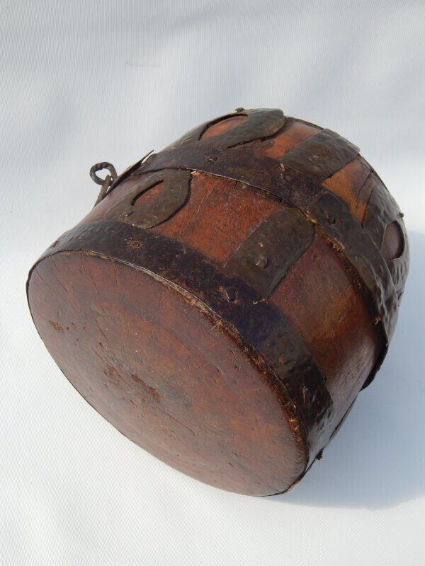 Pot measure Kerala teak antique brass