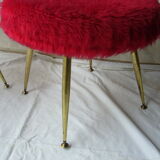 Pair of four-foot stools in vintage red moumoute