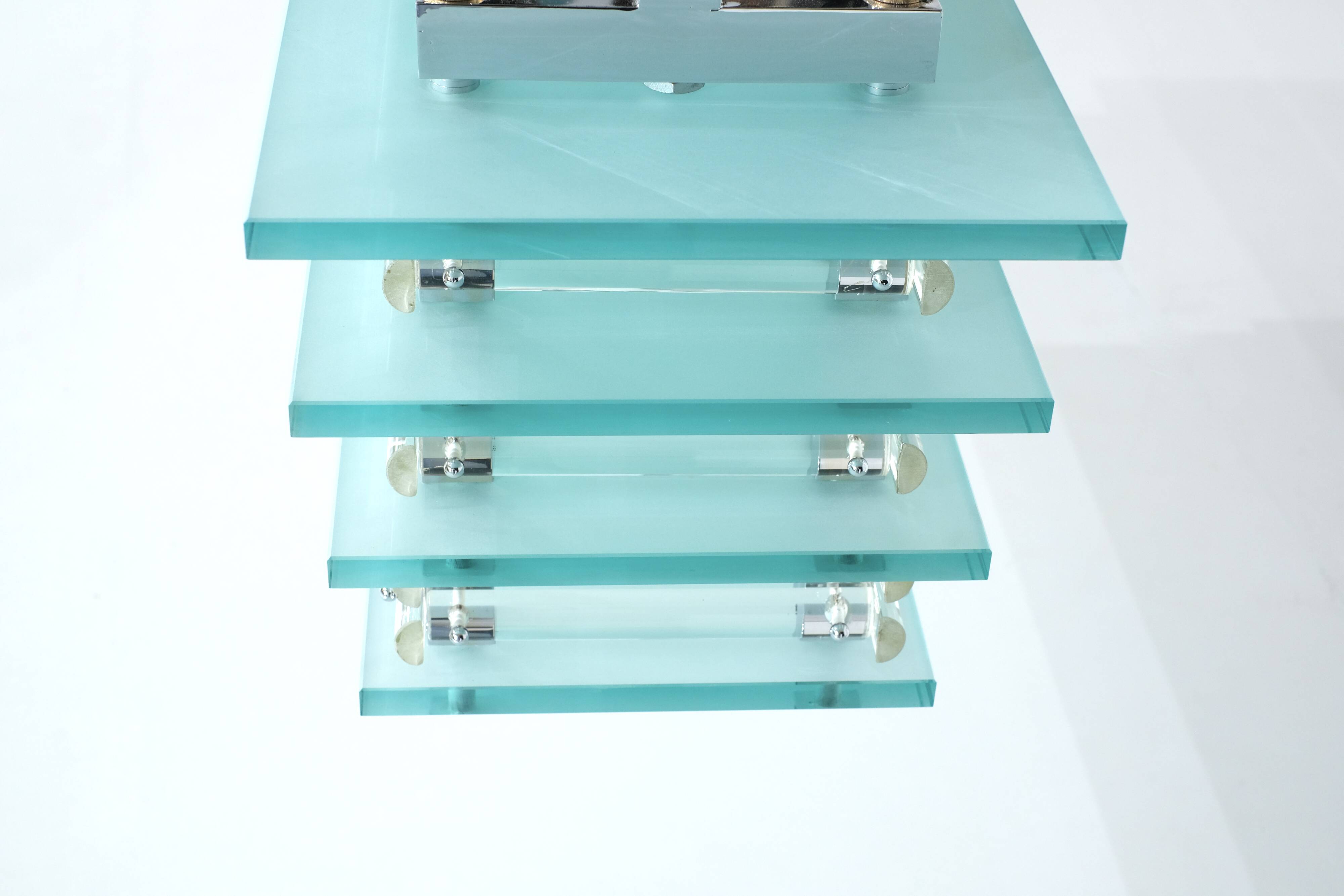 Large suspended chandelier, glass ceiling light, Italy 1970s.