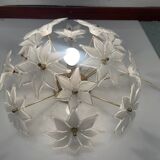 Lampe de table en verre de Murano blanc et laiton, années 1970