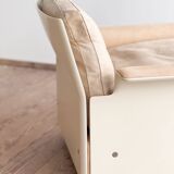 Fauteuil design 620 en cuir suédé beige par Dieter Rams, Vitsœ, Mid-Century