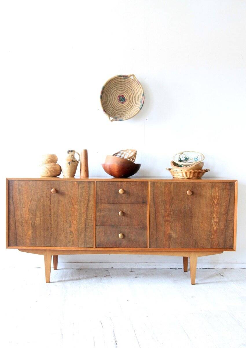 Mid-century modern sideboard with wood grain, 1960s