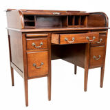 Edwardian tambour roll top mahogany desk