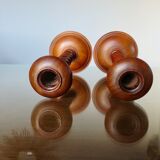 Pair of wooden candle holders turned art deco