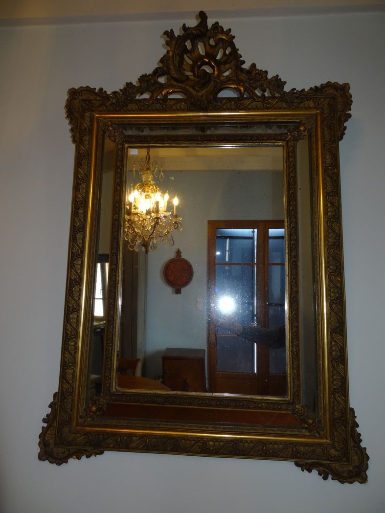 19th century golden stucco parcloses mirror 89x130cm