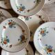 Set of 12 old flat plates with flower decorations - Salins