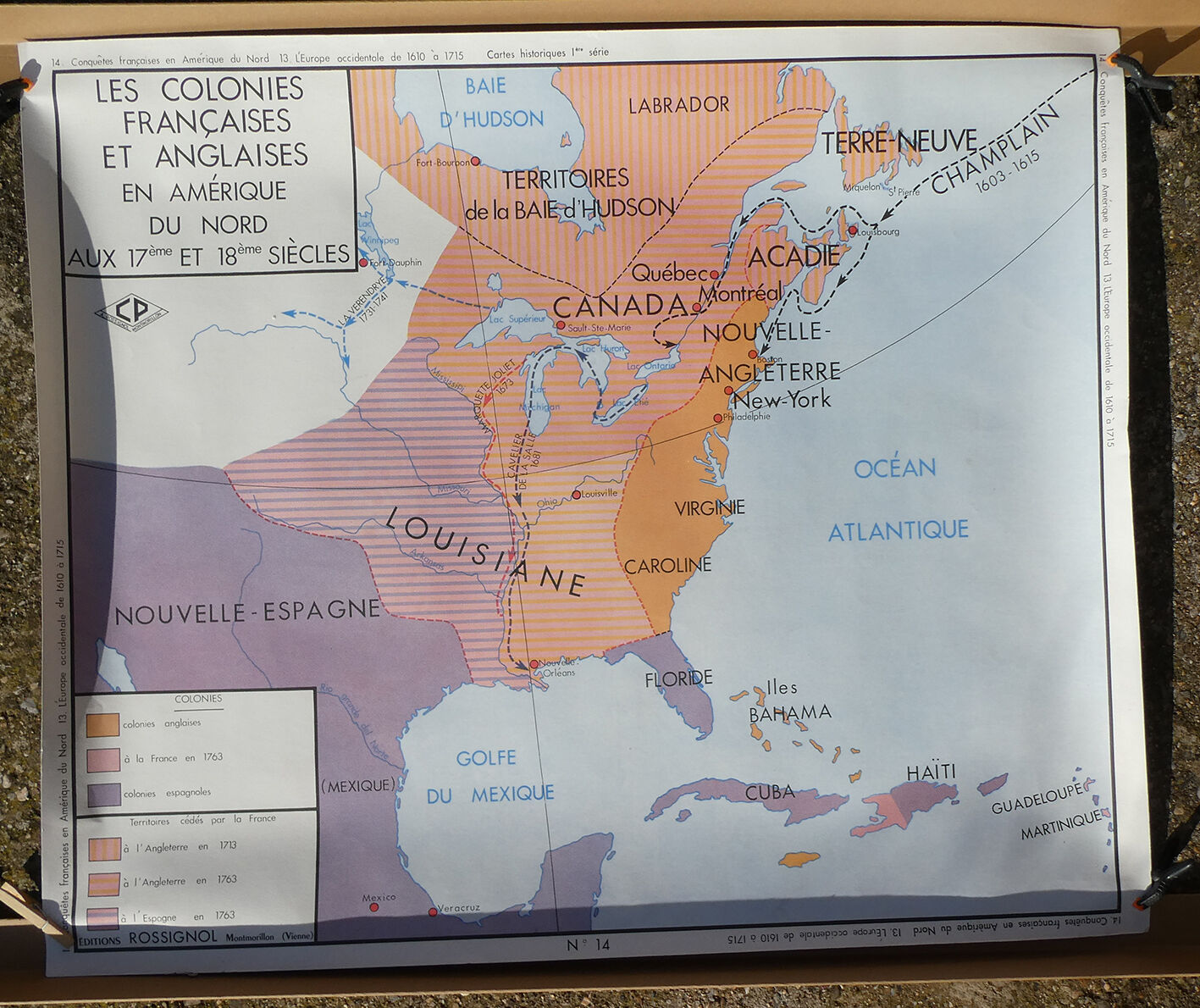 Rossignol map, school poster No. 13 of Western Europe from 1610 to 1715