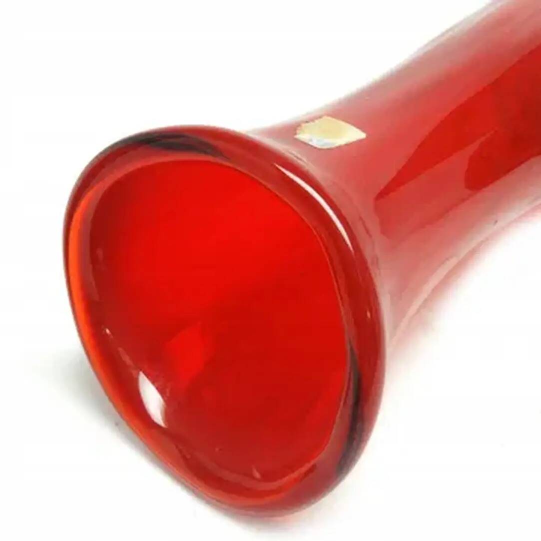 Vase en forme de haricot, style moderne du milieu du siècle, en verre rouge, Ząbkowice, Pologne, années 1970