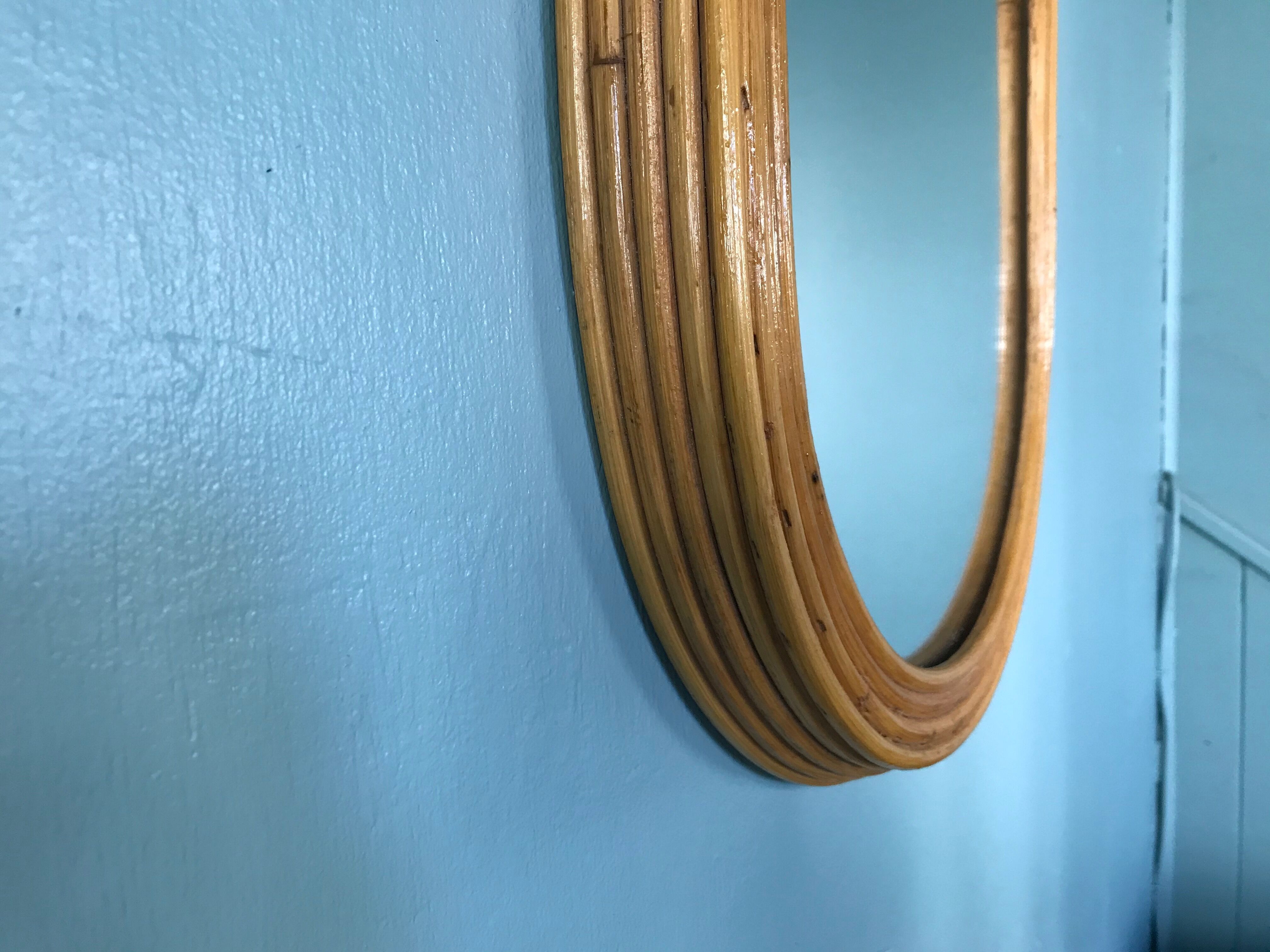 Pair of bamboo mirrors 34x56cm