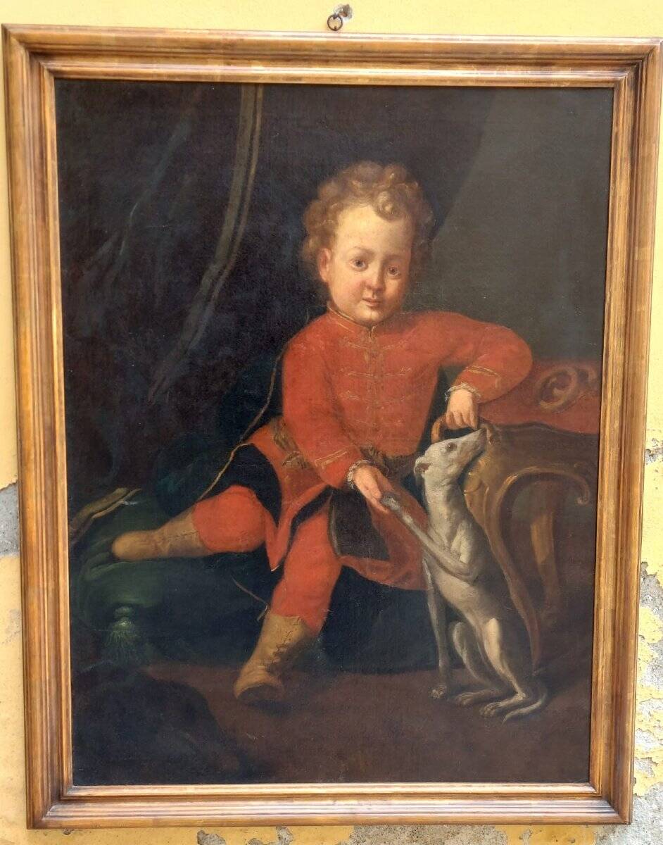 Oil painting on canvas, portrait of a young nobleman, 18th century
