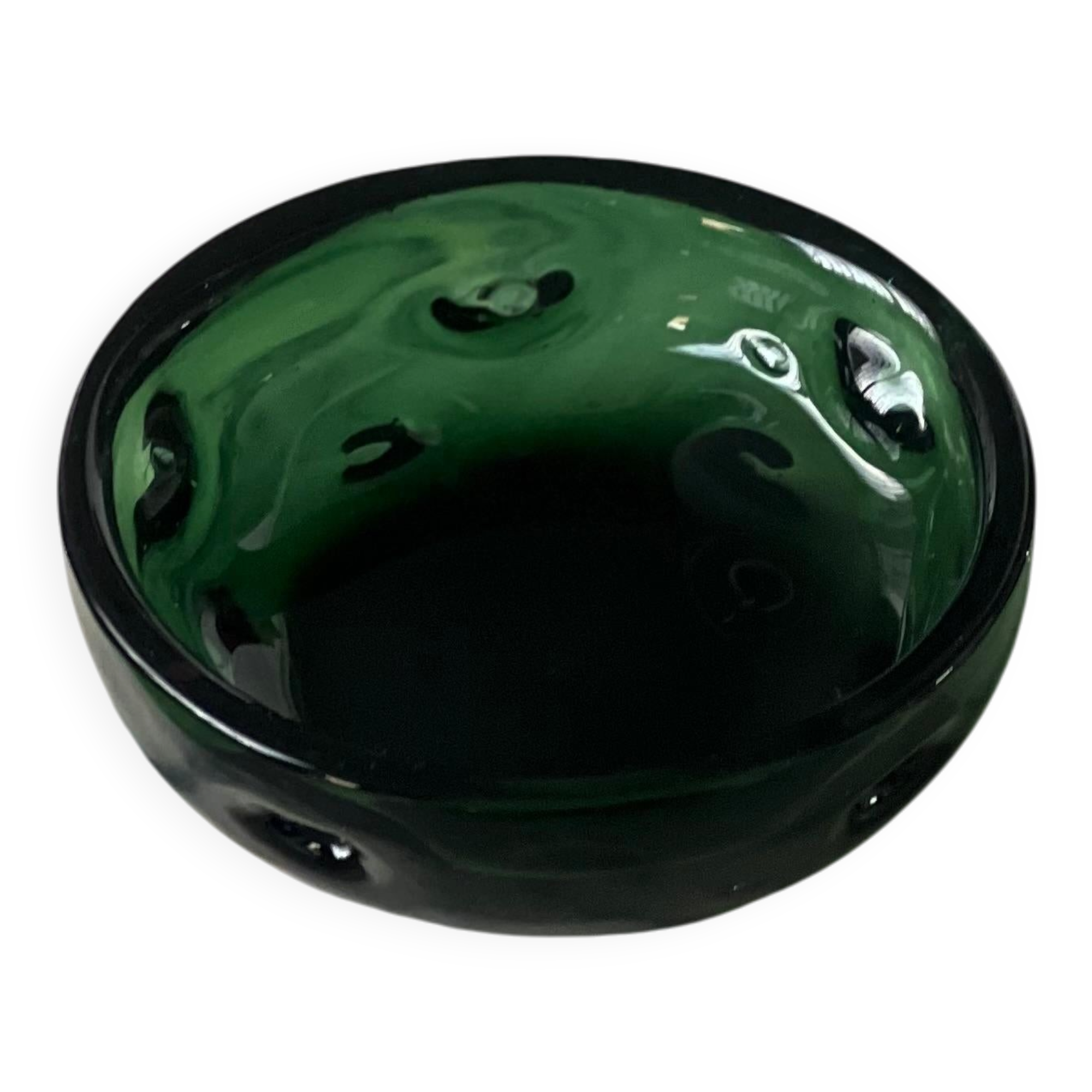 Bol vintage en verre de Murano, vert émeraude, Vetrerie Empoli fabriqué en Italie